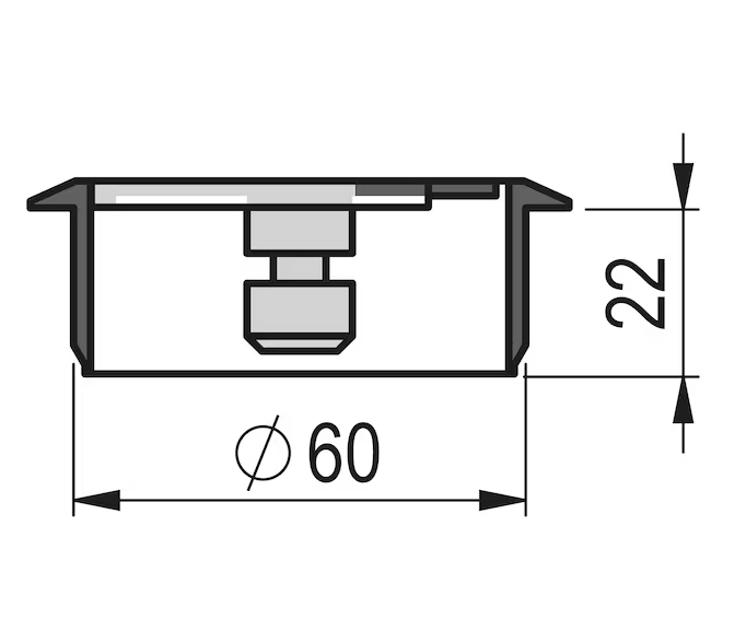  Ø 60 mm Kabeldurchlass | Weißaluminium