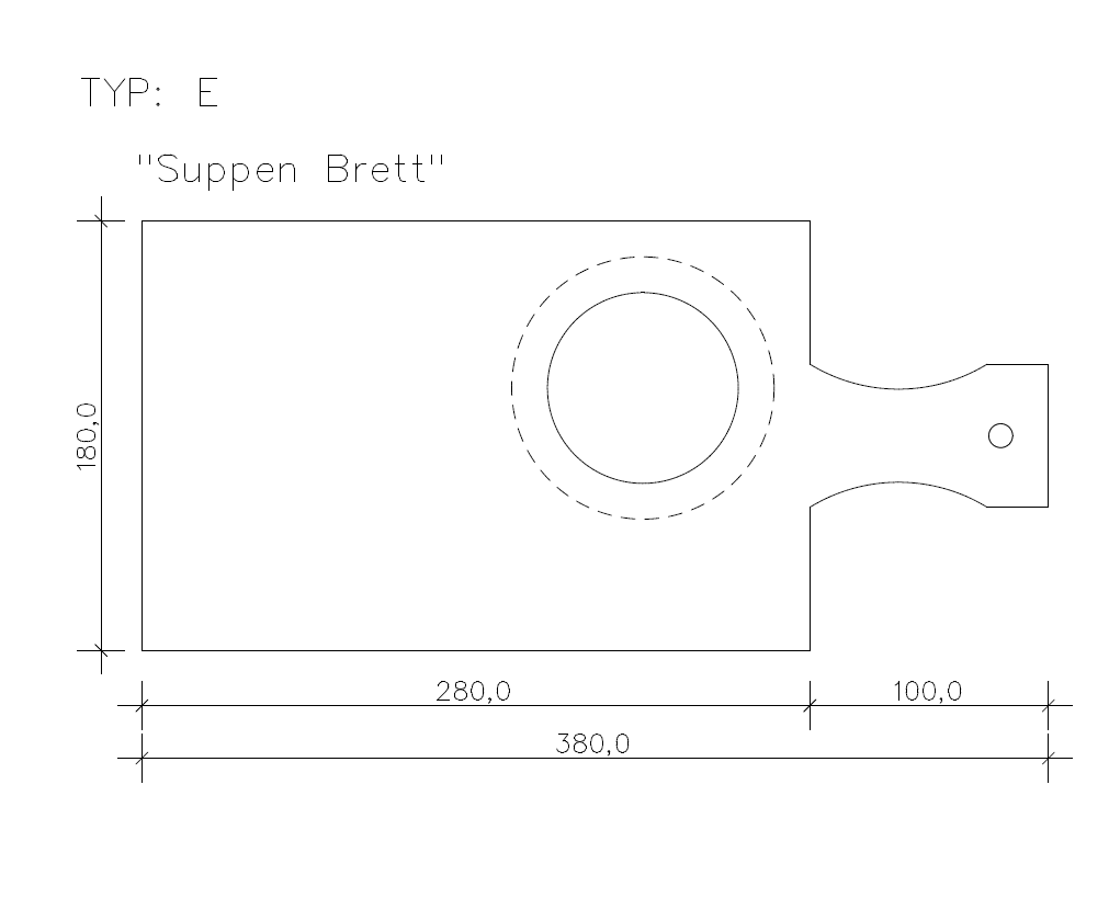 Suppen Brett 380/180 mm, Modell "Typ E"