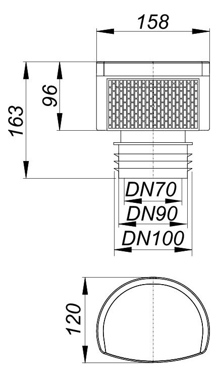 Rohrbelüfter Maxi für Anschluss DN 70 / DN 90 / DN 100