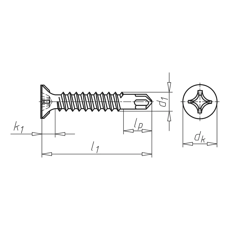 3,9 x 38 mm selbstbohrende Schraube (ST)