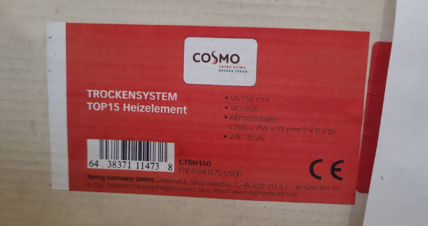 COSMO Trockensystem Heizelement TOP15 VA 150mm WLG035 I TH1739