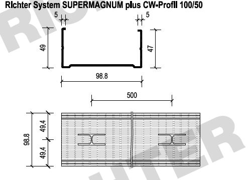 100er CW-Profil | Länge =  360 mm