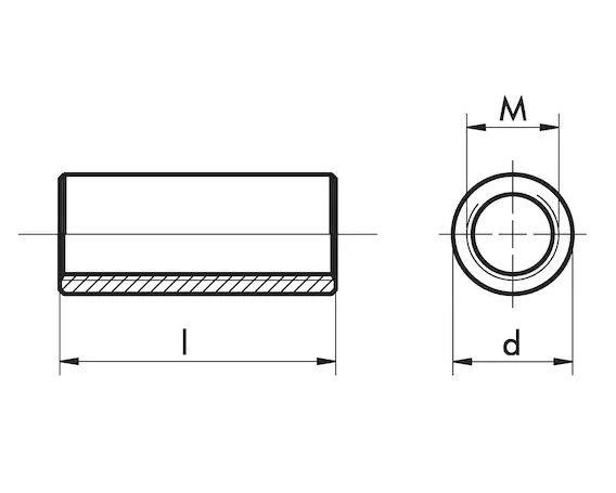  M8x25 mm  Distanzmuffe rund, Stahl verzinkt (ST) 