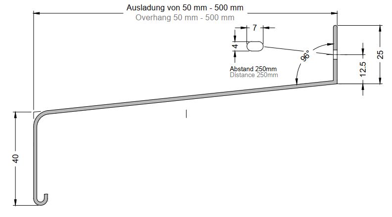 Gutmann Aluminium Fensterbank L=2042 mm/ Ausladung 110mm, Typ GS 40 EV1 