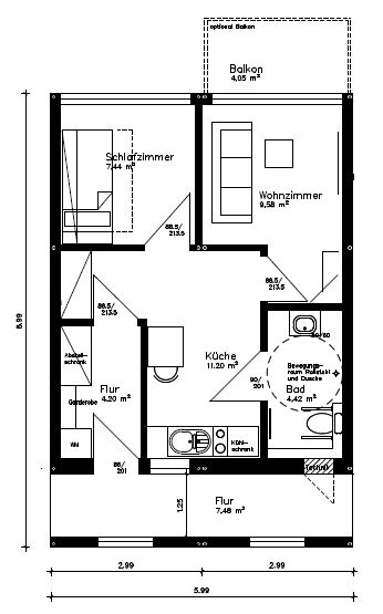 2-Zimmer B-Appartement | Flatline 