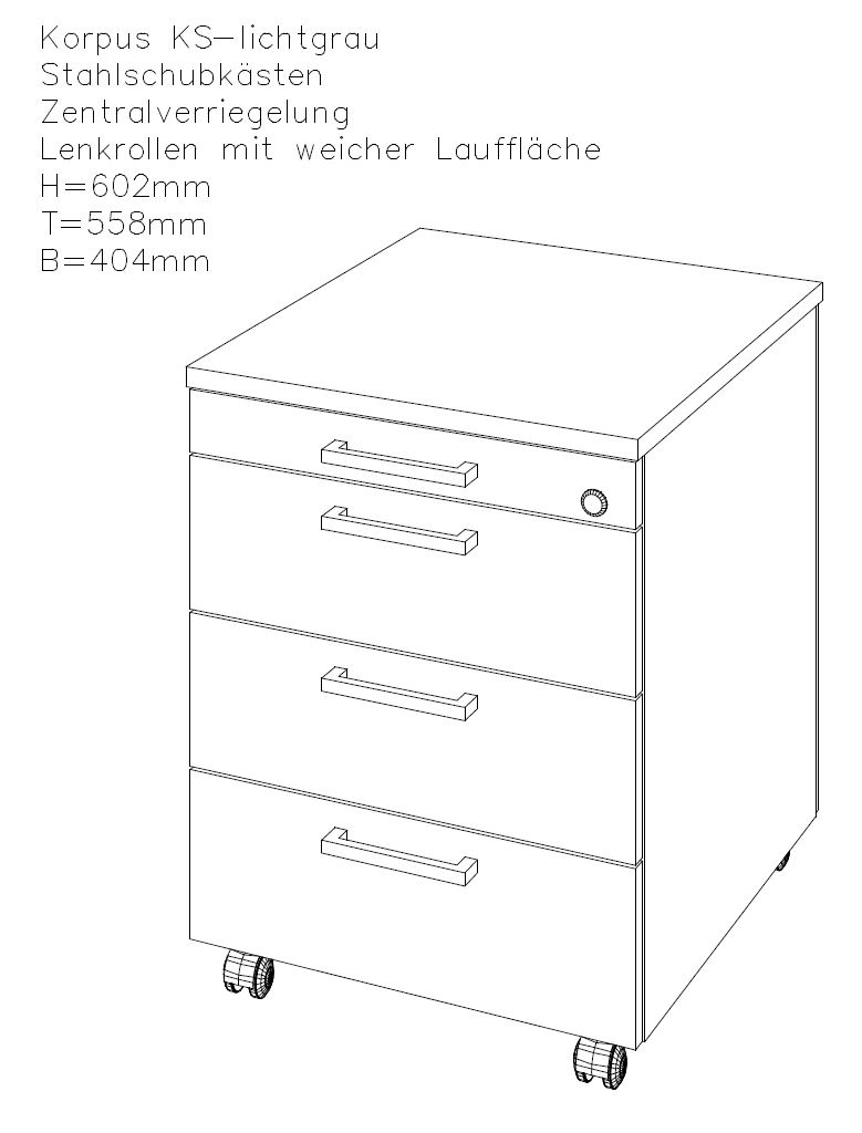 Rollcontainer T558-4 | Tischlerqualität | Artisan Oak