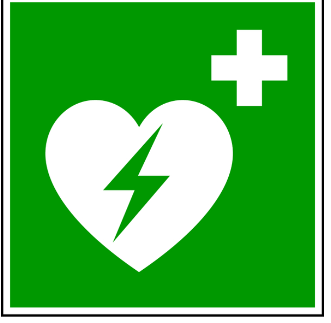 15/15 cm Rettungszeichen, Automatisierter Externer Defibrillator E010 - ASR A1.3 (DIN EN ISO 7010) I Folie selbstklebend