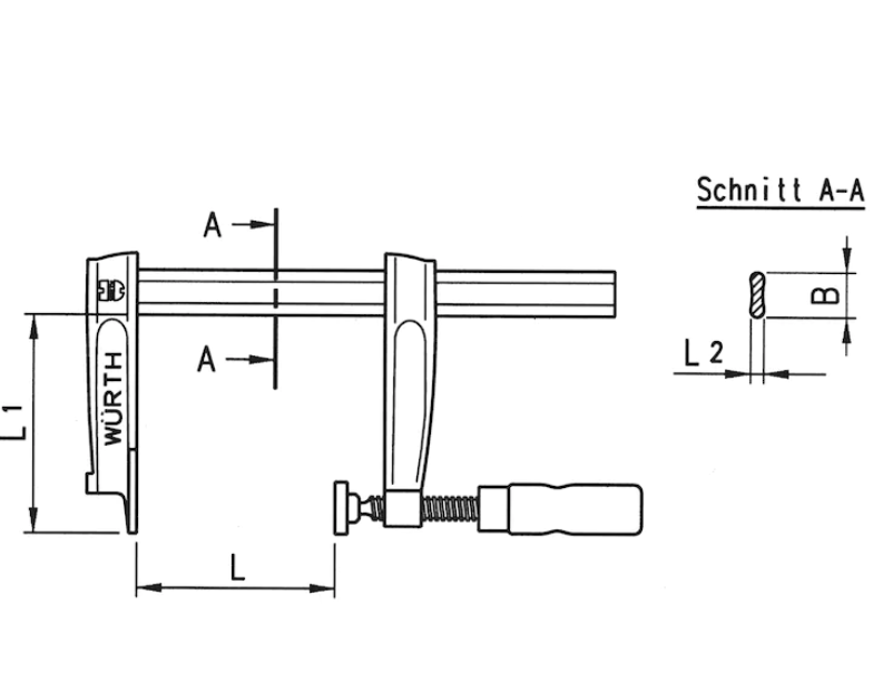 80 mm Ausladung 160 mm Schraubzwinge Temperguss mit 2-Komponenten-Griff 