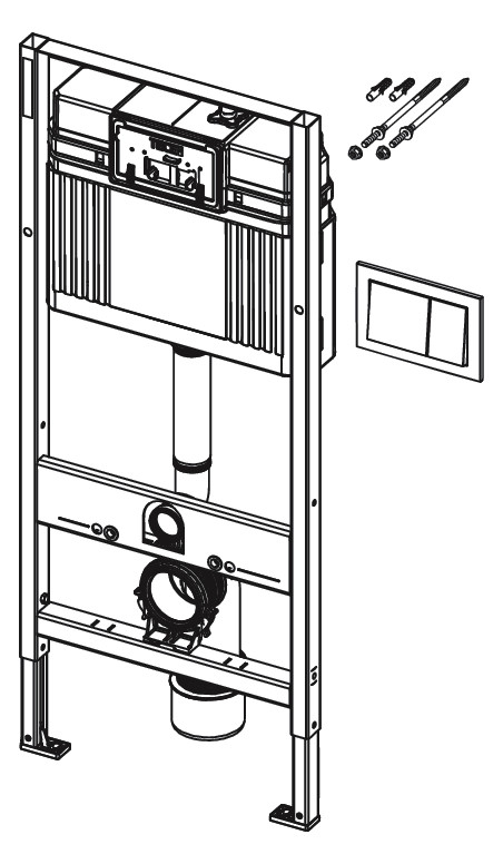 TECEbase WC-Set Montageelement mit Spülkasten und Betätigungsplatte in weiß, Bauhöhe 1120 mm