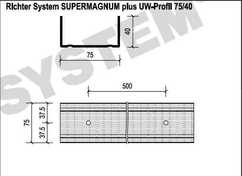 75er UW-Profil | Länge = 2500 mm 