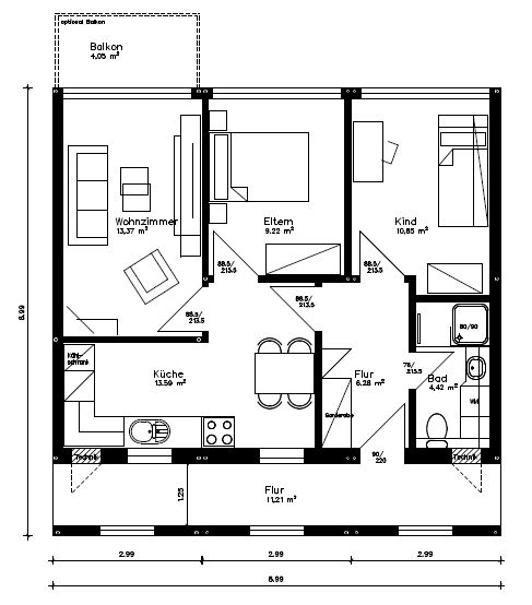 3-Zimmer Wohnung | Flatline 