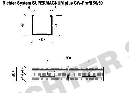 50er CW-Profil | Länge 3000 mm