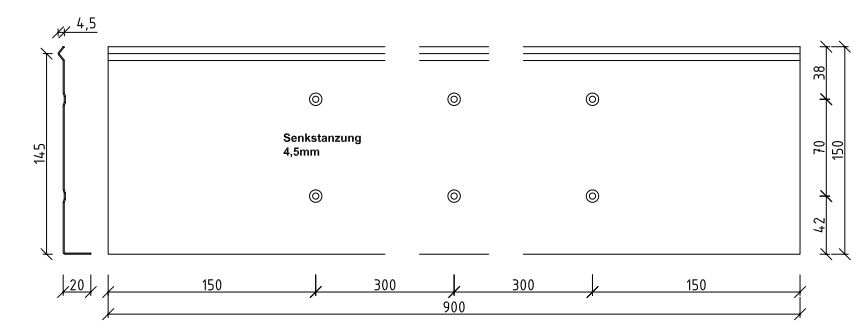 Türschwelle FAG Edelstahl mit Ausklinkung (900 x 150 x 0,80mm)