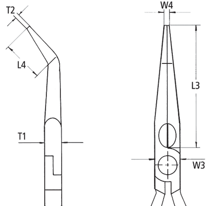 200 mm Knipex Flachrundzange mit Schneide /gebogene Form
