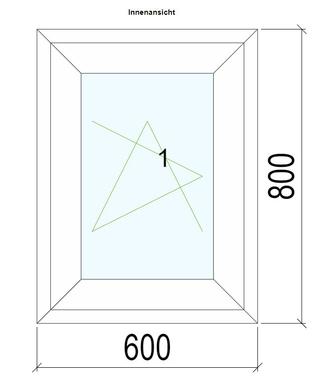 1-tlg. "CT-70" Schücofensterelement 600 x 800 mm 