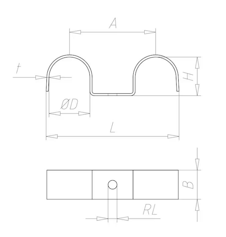 24-25 mm  Bügelschelle für Rohrinstallationen-Bügel doppelt (ST)