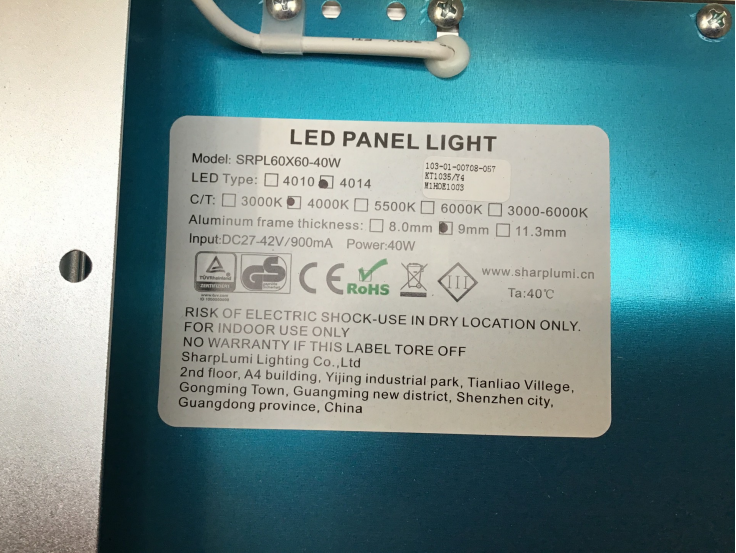 Unterbau LED Panel Light mit Alu Rahmen 60/60 cm